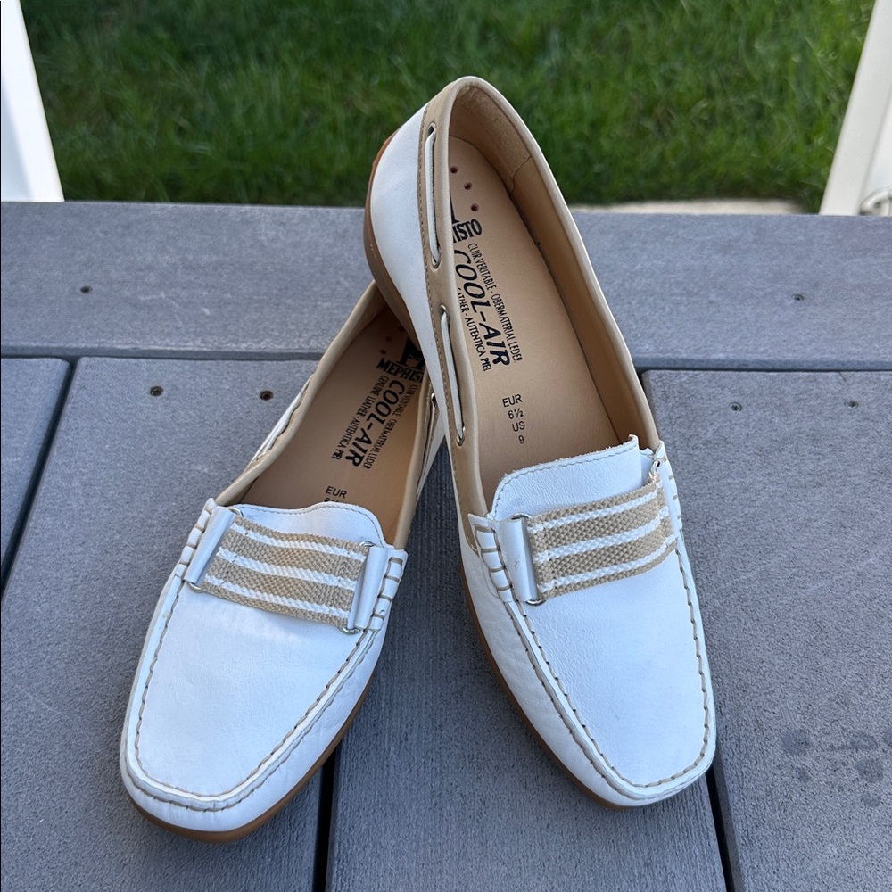 Mephisto White and Tan Loafers